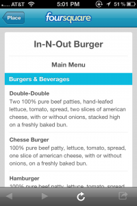 foursquare innout menu