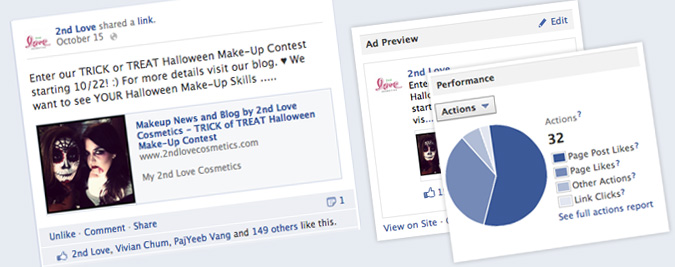 2nd Love Cosmetics Facebook Promoted Ads