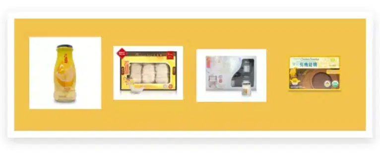 Golden Nest website elements on a yellow background