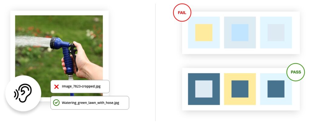 An image demonstrating how to make images and colors more accessible